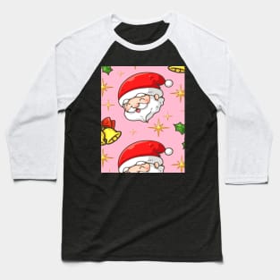 Cute Cheerful Santa Pattern Baseball T-Shirt